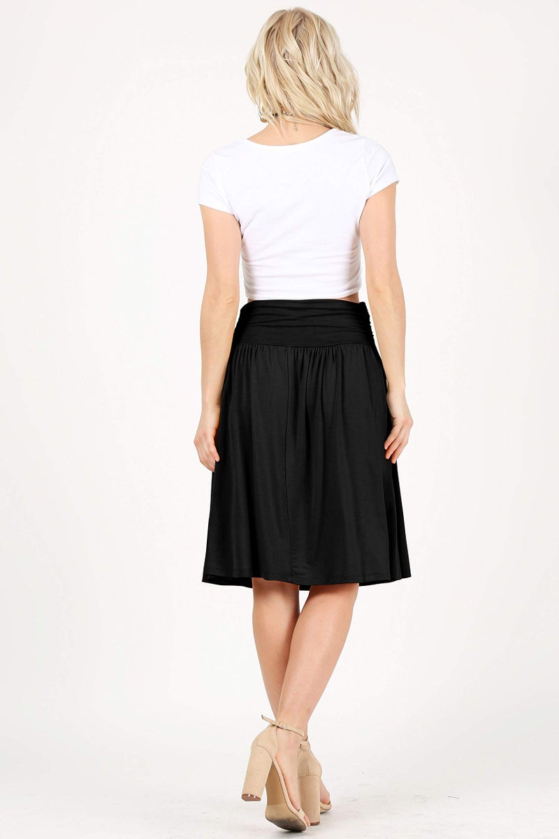 Simlu Skirts for Women Knee Length High Waisted Skirts Flowy Skirt Black Aline Skirt Pocket Skirt (Size Small, Black) - Image 3